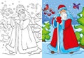 Coloring Book Of Father Frost Walking In Forest