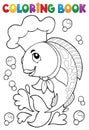 Coloring book with fish chef