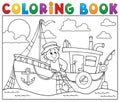 Coloring book with fishing boat theme 1