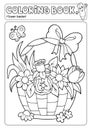 Coloring book flower basket theme 2 Royalty Free Stock Photo