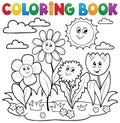 Coloring book with flower theme 7 Royalty Free Stock Photo