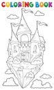 Coloring book flying castle theme 1 Royalty Free Stock Photo