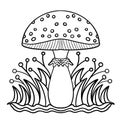 Coloring book Fontastic mushroom fly agaric. Doodle psychedelic artistic abstract mushrooms Royalty Free Stock Photo