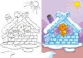 Coloring Book Of Fox In Ice House Royalty Free Stock Photo