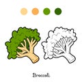 Coloring book: fruits and vegetables (broccoli)