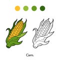 Coloring book: fruits and vegetables (corn) Royalty Free Stock Photo