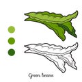 Coloring book: fruits and vegetables (green beans)