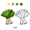 Coloring book: fruits and vegetables (leek)