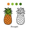 Coloring book: fruits and vegetables (pineapple) Royalty Free Stock Photo