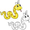 Coloring book. Funny cartoon snake