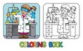 Coloring book of funny chemist or scientist