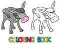 Coloring book of funny donkey Royalty Free Stock Photo