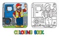 Coloring book of funny driver or worker