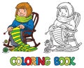 Coloring Book With Funny Knitter Women.