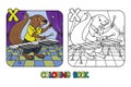 Xerus xylophonist ABC coloring book. Alphabet X