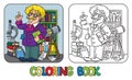 Coloring book of funny scientist or inventor