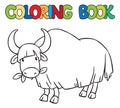 Coloring book of funny wild yak