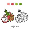 Coloring book game: fruits and vegetables (dragon fruit)