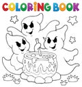 Coloring book ghosts stirring potion