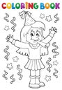 Coloring book girl celebrating theme 1