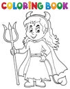 Coloring book girl in devil costume 1