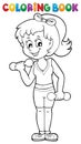 Coloring book girl exercising 3