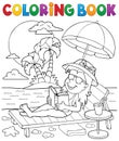 Coloring book girl on sunlounger theme 2 Royalty Free Stock Photo