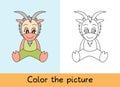 Coloring book. Goat. Cartoon animall. Kids game. Color picture. Learning by playing. Task for children Royalty Free Stock Photo
