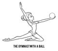 Coloring book, The gymnast with a ball Royalty Free Stock Photo