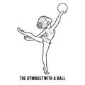 Coloring book, The gymnast with a ball Royalty Free Stock Photo