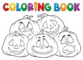 Coloring book Halloween pumpkins pile 1