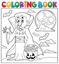 Coloring book with Halloween vampire