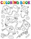 Coloring book happy autumn kites topic 1