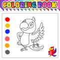 Coloring book happy bird cartoon