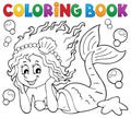 Coloring book happy mermaid