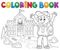 Coloring book happy pupil boy theme 2