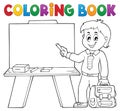 Coloring book happy pupil boy theme 4 Royalty Free Stock Photo