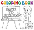 Coloring book happy pupil boy theme 5