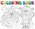 Coloring book happy pupil girl theme 2