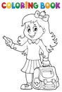 Coloring book happy pupil girl theme 3