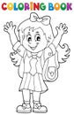 Coloring book happy pupil girl theme 1