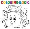 Coloring book happy schoolbag topic 1