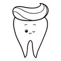 Coloring book, Happy tooth and toothpaste Royalty Free Stock Photo