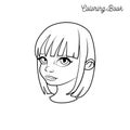 Coloring book with head of a girl with short hair