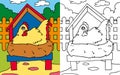 Coloring book hen hatching