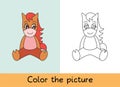 Coloring book. Horse. Cartoon animall. Kids game. Color picture. Learning by playing. Task for children Royalty Free Stock Photo
