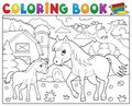 Coloring book horse with foal theme 2