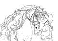 Coloring book horse with jockey theme 1 - eps10 vector illustration. Zen art style illustration for print. Poster design