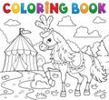 Coloring book horse near circus theme 1 Royalty Free Stock Photo