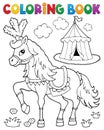 Coloring book horse near circus theme 2 Royalty Free Stock Photo
